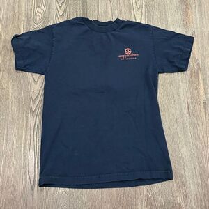Simply Southern Tee Unwind in the South Graphic Print Short Sleeve Navy Small